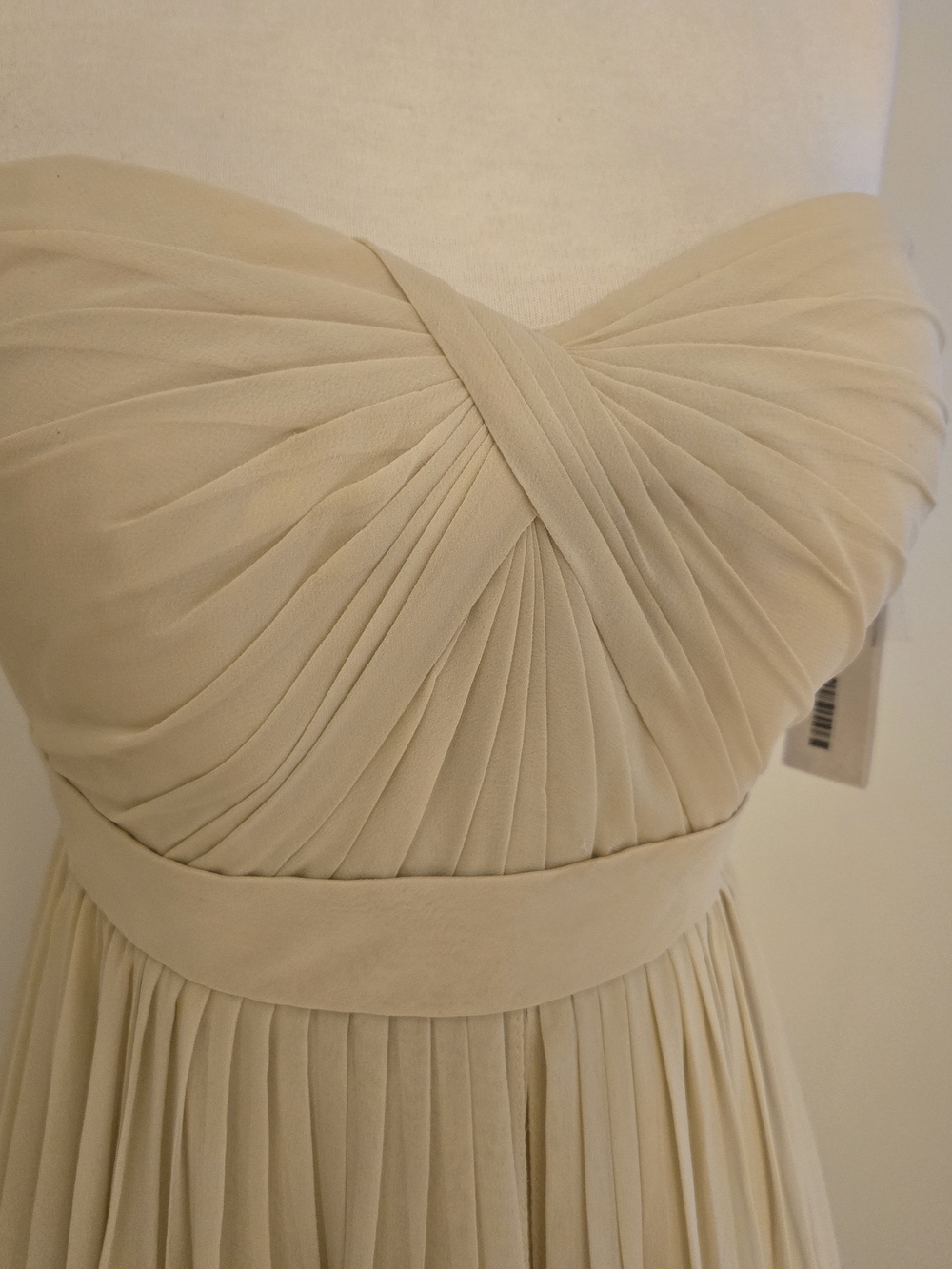 Jenny Yoo Strapless Cream Champion Luxe Chiffon Maxi Dress